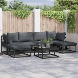 Set de canapele pentru grădină cu pernă 7 pcs Negru Aluminiu