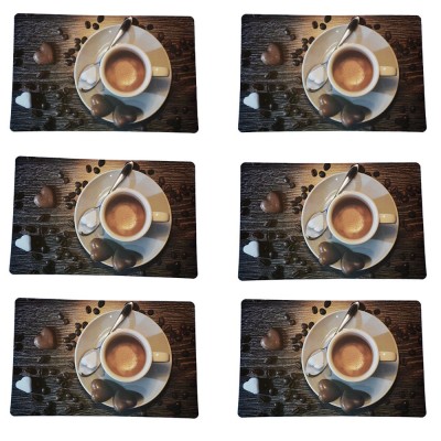 Set suport farfurie pentru servirea mesei, model Pufo Love Coffee, 6 bucati foto
