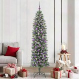 vidaXL Copac Artificial Slăb de Crăciun cu 300 LED Verde și alb 210 cm 3395311