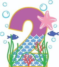 Sticker decorativ, Cifra Doi , Multicolor, 65 cm, 4874ST foto