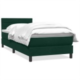 Cumpara ieftin Pat box spring cu saltea, verde inchis, 80x220 cm, catifea