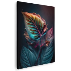 Tablou canvas frunze toamna in nuante verde, mov, albastru 1073 Tablou canvas pe panza CU RAMA 20x30 cm