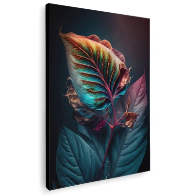 Tablou canvas frunze toamna in nuante verde, mov, albastru 1073 Tablou canvas pe panza CU RAMA 40x60 cm foto