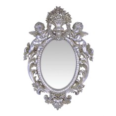 Oglinda argintie din cristal cu doi ingerasi NF-33