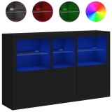 Servanta cu lumini LED, negru, 162x37x100 cm