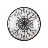 Cumpara ieftin Set 2 butoni mobilier ceramica gri alba fier argintiu &Oslash; 3x2 cm