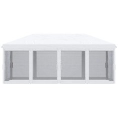 Pavilion/foisor pentru gradina/terasa, cadru metalic, cu plasa pentru insecte, alb si negru, 5.85x2.95x2.70 m GartenVIP DiyLine