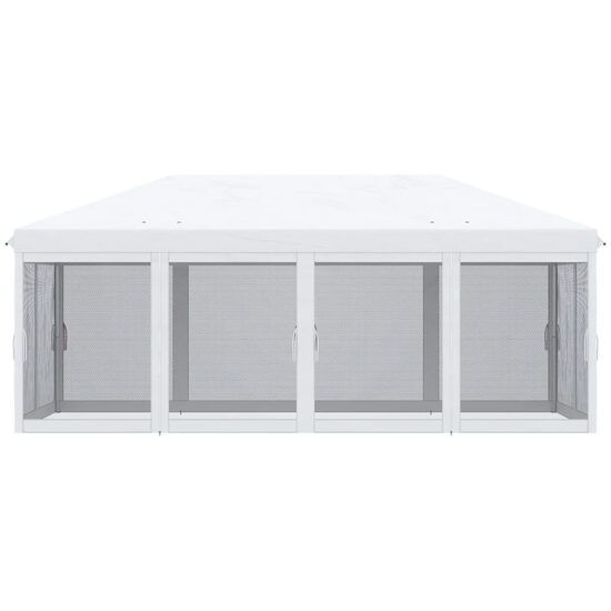 Pavilion/foisor pentru gradina/terasa, cadru metalic, cu plasa pentru insecte, alb si negru, 5.85x2.95x2.70 m GartenVIP DiyLine