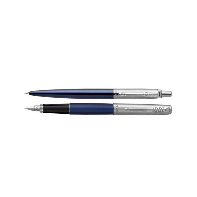 Set stilou+creion mecanic Parker Jotter Royal albastru cu accesorii cromate foto