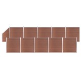Cumpara ieftin Set panouri gard, 10 patrate + 1 oblic, maro, 1830x186 cm, WPC