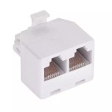 Adaptor RJ45 Tata la 2x RJ45 Mama, 8P8C, Splitter Dublu, Alb