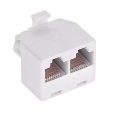 Adaptor RJ45 8p8c tata la 2x mama RJ45 alb foto