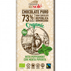 Ciocolata neagra cu menta bio si fairtrade 73% cacao, 100g Chocolates Sole