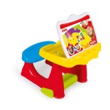 Birou pentru copii cu bancuta si accesorii pentru desenat cu 8 carioci si 10 pagini de colorat