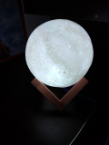 Lampa de veghe, model luna 3D, multicolora 7 efecte, reincarcabila, portabila