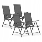 Set 4 scaune gradina 70x57x106 cm, pliante cu spatar reglabil 7 pozitii, structura otel si textilena, gri Household NewTrend