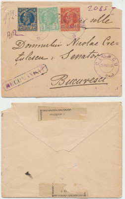 ROMANIA 1889 plic Vulturi francatura tricolora Campulung spre dr. Cretulescu foto