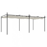 Cumpara ieftin Pergola cu acoperis retractabil, crem, 589x292x230 cm