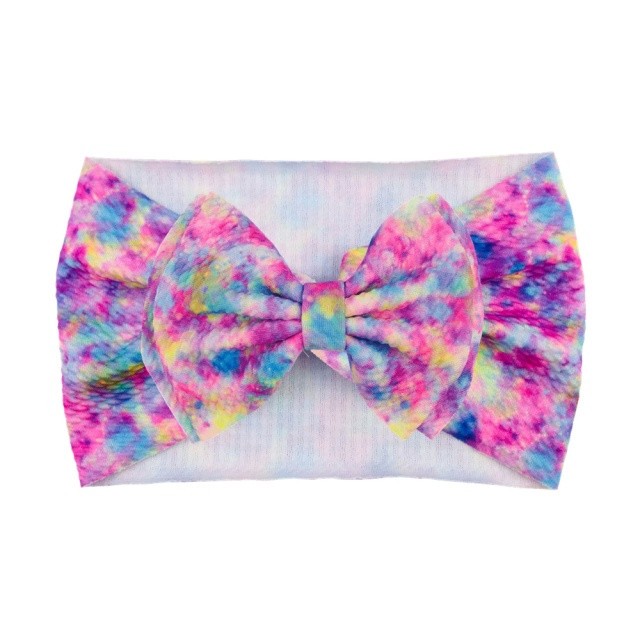 Bentita lata cu funda si imprimeu - Model 9 (Marime Disponibila: 6-12 luni