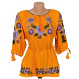 Cumpara ieftin Bluza galbena cu motiv floral mov - BMG134