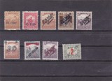 ROMANIA 1919 Emisiunea locala Timisoara lot 9 timbre cu sursarj, Istorie, Nestampilat