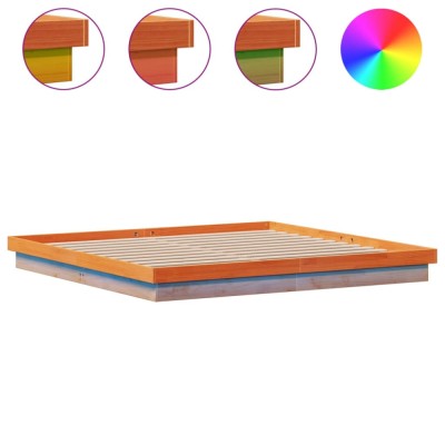 vidaXL Cadru de pat cu LED, maro ceruit, 180x200 cm, lemn masiv de pin 844417 foto