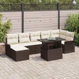 Cumpara ieftin Set de canapele pentru grădină cu pernă 8 pcs Maro Rattan poli