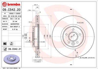 BREMBO 09.C542.21 PRIME LINE - UV Coated Disc frana foto