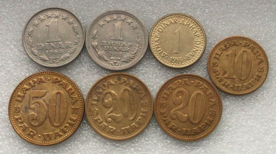 Iugoslavia lot 1 dinar 10 para 20 para 50 para 1965 1968 1973 1977 1983 ** foto