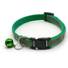 Zgarda reflectorizanta pentru pisica sau caine, cu clopotel, reglabila - Verde