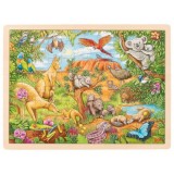 Puzzle din lemn cu 96 piese Animale din Australia, Goki