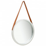Oglindă de perete cu o curea, 50 cm, argintiu, vidaXL
