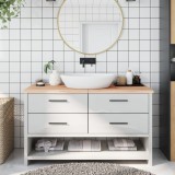 vidaXL Blat de baie, 140x50x(2-4) cm, lemn masiv netratat