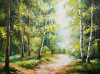 Tablou canvas Toamna, padure, verde, pictura, 105 x 70 cm
