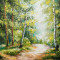 Tablou canvas Toamna, padure, verde, pictura, 90 x 60 cm