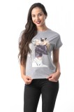 Cumpara ieftin K301-18 Tricou cu maneca scurta si imprimeu cu fata si caine