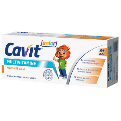 Cavit Junior Multivitamine Aroma Caise 20 tablete Masticabile Biofarm foto