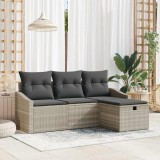 VidaXL Set de canapele pentru grădină 4 pcs Gri deschis Rattan poli