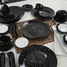 Set de mic dejun, Keramika, 275KRM1612, Ceramica, Alb/Negru