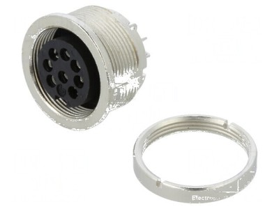 Conector M16 PIN 8 IP67 Soclu Mamă 60V 5A Lipire 18AWG Drept foto