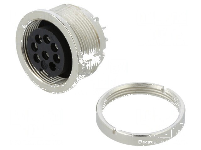 Conector M16 PIN 8 IP67 Soclu Mamă 60V 5A Lipire 18AWG Drept
