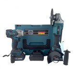 Trusa German Meister Masina cu Impact si Polizor Unghiular 128V, 8Ah, cu 2 Acumulatori+disc de tăiat metal