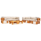 vidaXL Set mobilier de grădină paleți cu perne nisipii, 6 piese lemn 277470