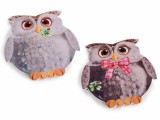 Cumpara ieftin Set 2 suporturi vase fierbinti pluta ceramica multicolora Bufnita cm 16 x 16 H