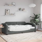 VidaXL Pat de zi, gri &icirc;nchis, 90x200 cm, material textil