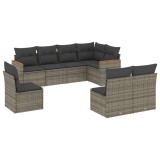 Cumpara ieftin Set canapele de gradina cu perne, 8 piese, gri, poliratan