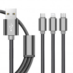 Cablu De Date 3 In 1 Iphone 5/6 + Micro Usb + Type C C191