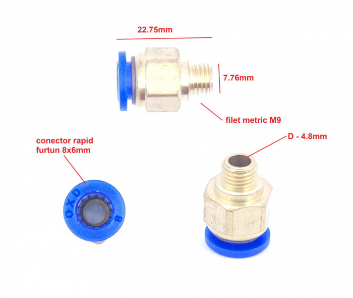 Conector rapid pompa zugravit furtun retur 8mm filet 7.78mm NR.2276