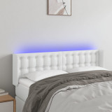 Gossi tablie de pat cu led, alb, 147x16x78/88 cm, piele ecologica