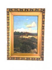 tablou RICHARD JESCHKE ( 1871-1924 ) Peisaj cu Erică _ semnat ulei pe panza